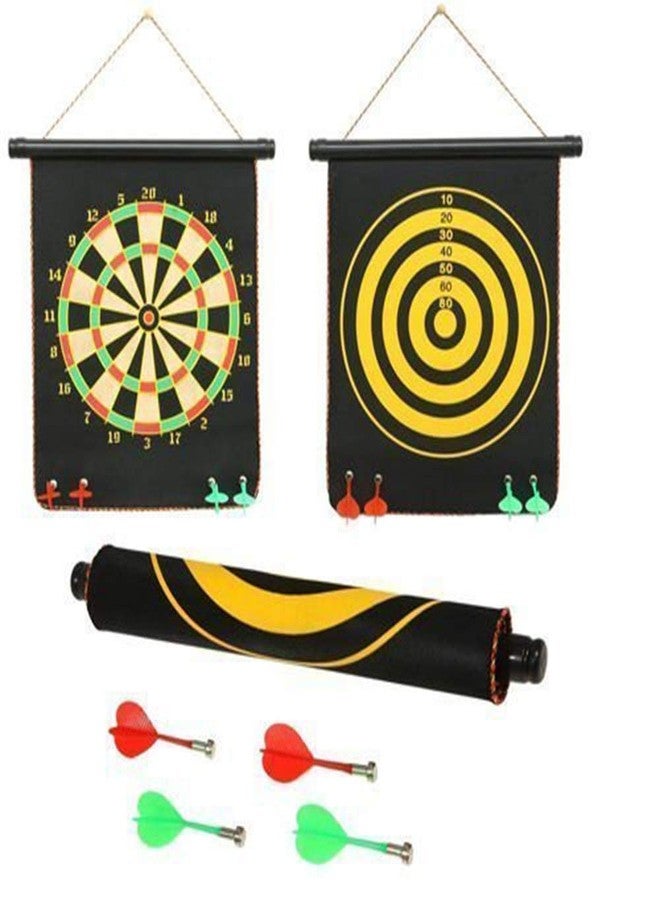 AASHRAY Magnetic Power with Double Faced Portable and Foldable Dart Game with 4 Colourful Non Pointed Darts for Kids, Multi Colour, 14-Inch - Image 2